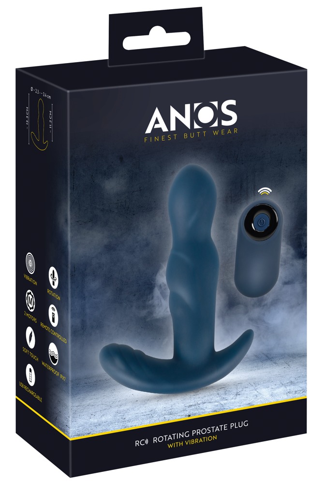ANOS Enchufe anal de próstata giratorio RC con vibración