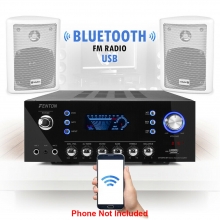 Par de altavoces de estantería de sonido envolvente de alta fidelidad para el hogar blanco con amplificador Bluetooth