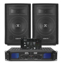 Altavoces PA Disco + Amplificador + Mezclador DJ + Cables equipo de fiesta 800W