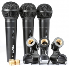 Set de 3 micrófonos dinámicos con pinzas